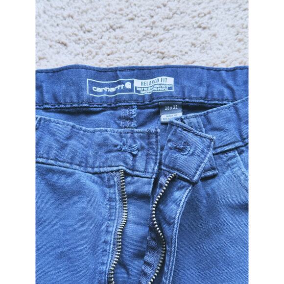 Carhartt Men's FR Rugged Flex Relaxed Fit Canvas Work Pants 36x32 Blue Utility - Picture 6 of 9